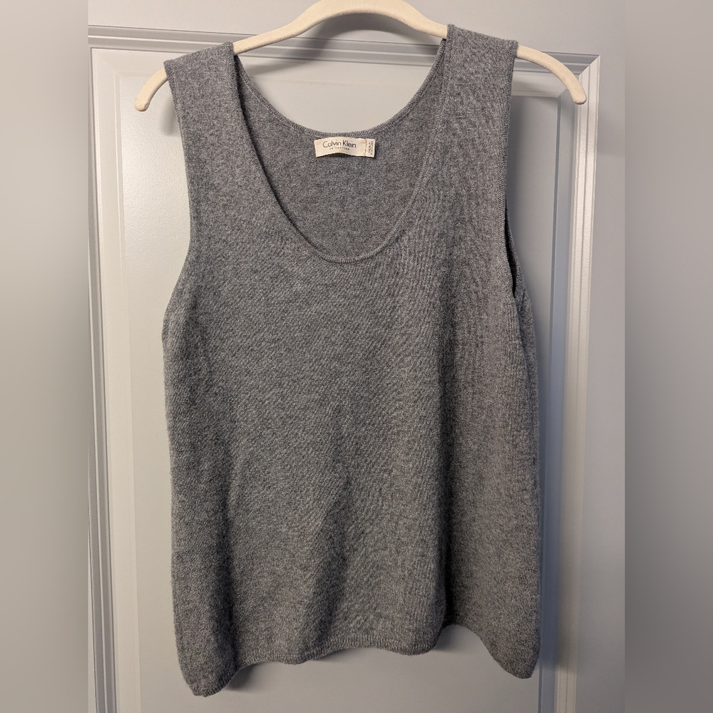 Calvin Klein, Gray Cashmere Women's Top, Size L